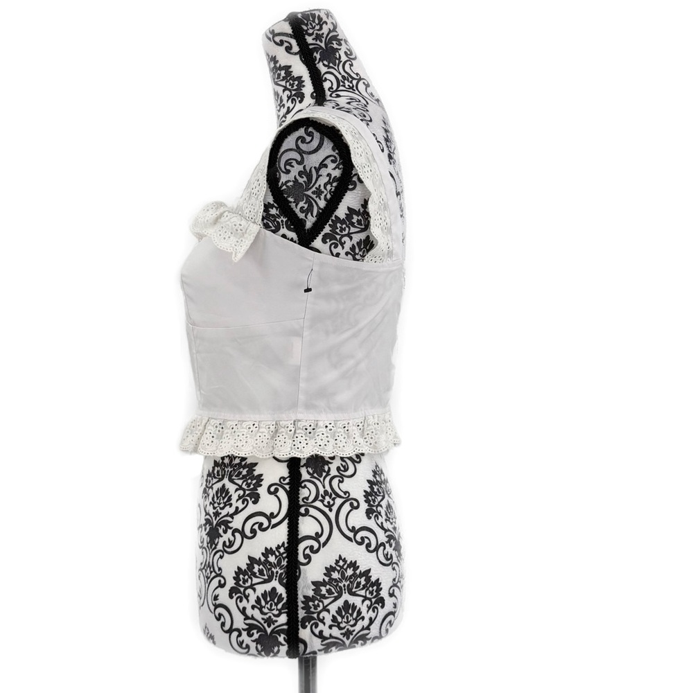 Eyelet Ruffle White Tank Top - Picture 7 of 12